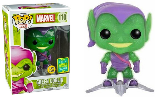 FUNKO POP! Vinyl Bobble-Head Marvel RARE #110 Green Goblin (w/ Glider) (GITD + Glitter) [Summer Convention] [VAULTED]