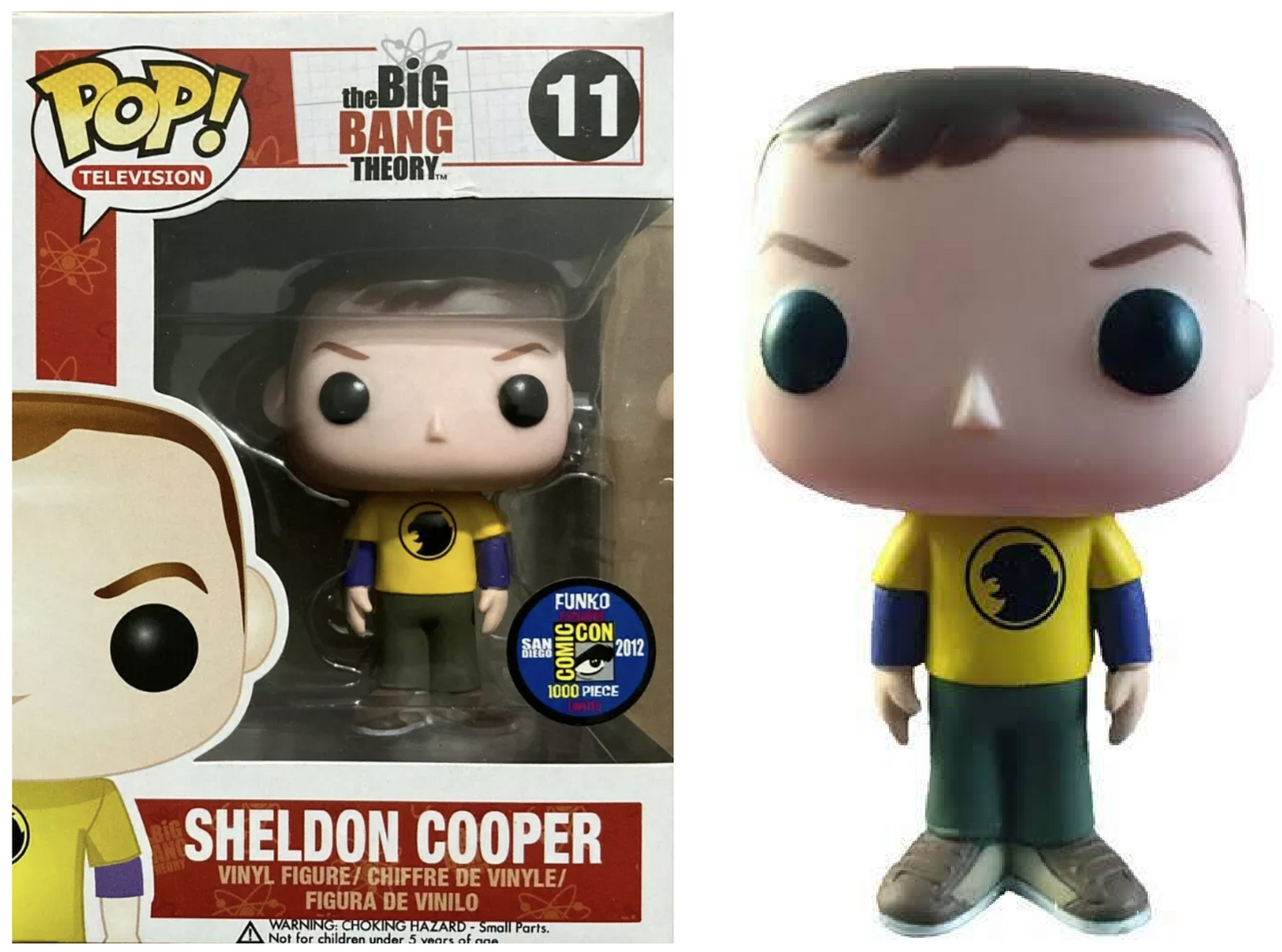 FUNKO POP! Vinyl Television RARE The Big Bang Theory #11 Sheldon Cooper (Hawkman Shirt) [2012 SDCC (Stickerless)] [VAULTED]