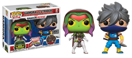 FUNKO POP! Vinyl Bobble-Head Games RARE Marvel vs Capcom Infinite -Gamora vs Strider (Player 2) (2-Pack) [FYE (Stickerless)] [VAULTED]