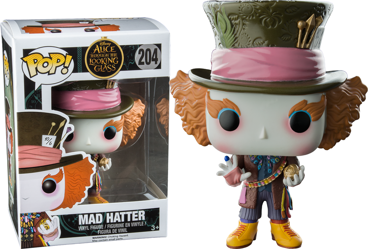 FUNKO POP! Vinyl Disney RARE Alice Through The Looking Glass #204 Mad Hatter (w/ Chronosphere) [Hot Topic (Stickerless)] [VAULTED]