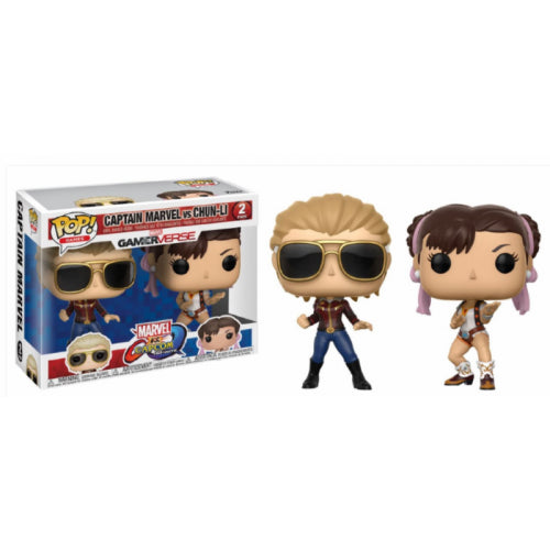 FUNKO POP! Vinyl Games RARE Captain Marvel vs Chun-Li (2-Pack) [VAULTED]