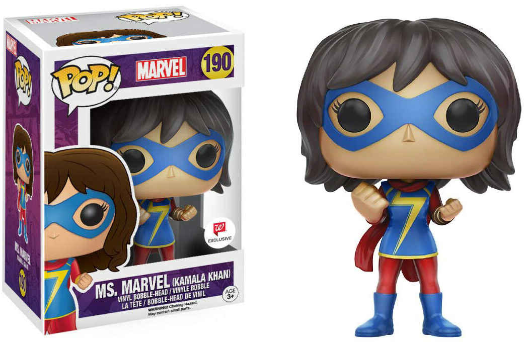 FUNKO POP! Vinyl Bobble-Head Marvel RARE #190 Ms. Marvel (Kamala Khan) [Walgreens (Stickerless)] [VAULTED]