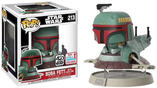 FUNKO POP! Vinyl Star Wars RARE #213 Boba Fett with Slave One (6in Super) [Fall Convention] [VAULTED]