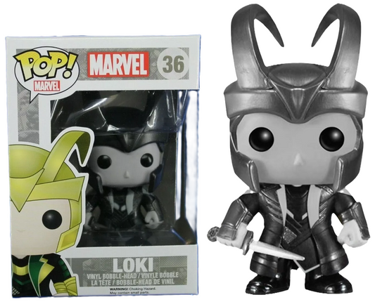 FUNKO POP! Vinyl Bobble-Head Marvel RARE #36 Loki (Black & White) [Hot Topic (Stickerless)] [VAULTED]