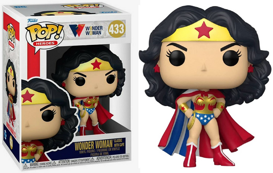 FUNKO POP! Vinyl Heroes RARE Wonder Woman #433 Wonder Woman Classic With Cape [VAULTED]