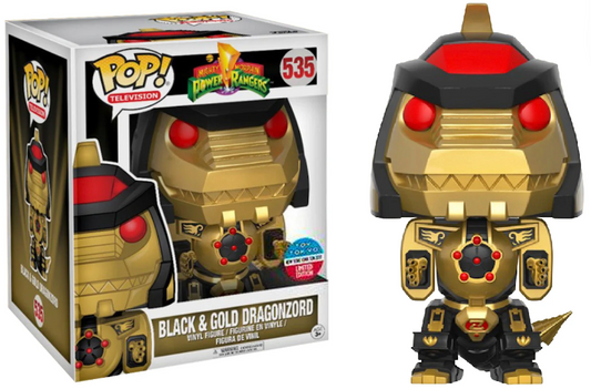 FUNKO POP! Vinyl Television RARE Mighty Morphin Power Rangers #535 Black and Gold Dragonzord (6in Super) [Fall Convention] [VAULTED]