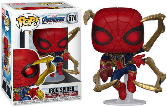 FUNKO POP! Bobble-Head RARE Avengers Endgame #574 Iron Spider (Endgame) (GITD) [Funko Special Edition - Blue] [VAULTED]