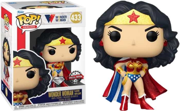 FUNKO POP! Vinyl Heroes RARE Wonder Woman #433 Wonder Woman Classic With Cape [VAULTED]