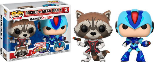 FUNKO POP! Vinyl Bobble-Head Games RARE Marvel vs. Capcom Infinite - Rocket Raccoon vs Mega Man X (2-Pack) [VAULTED]