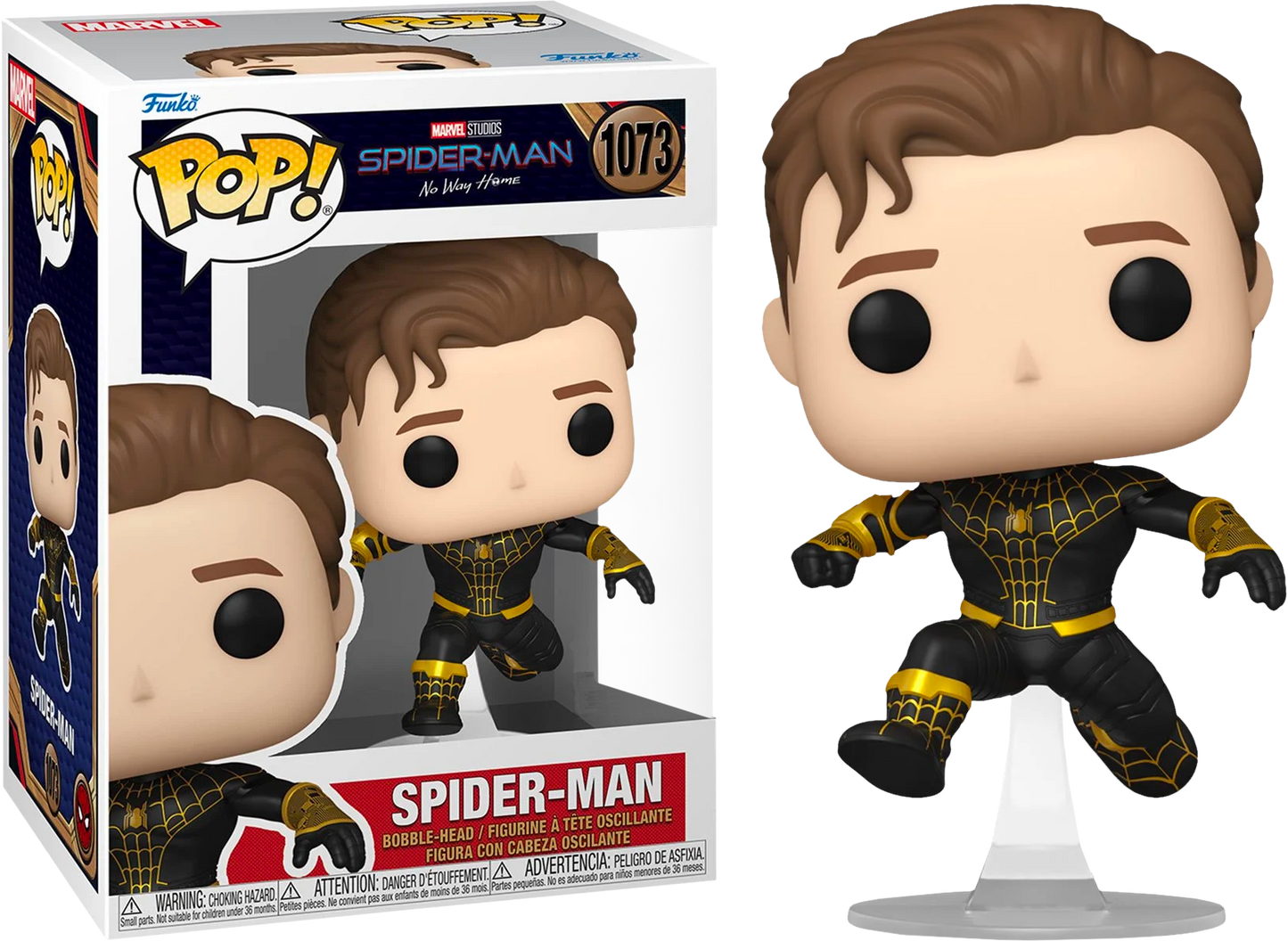 FUNKO POP! Bobble-Head Marvel RARE Spider-Man No Way Home #1073 Spider-Man (Leaping - Unmasked) [Funko Special Edition] [VAULTED]