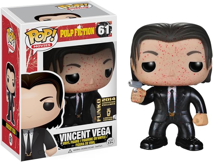 FUNKO POP! Vinyl Movies RARE Pulp Fiction #61 Vincent Vega (Bloody) [SDCC (Stickerless)] [VAULTED]