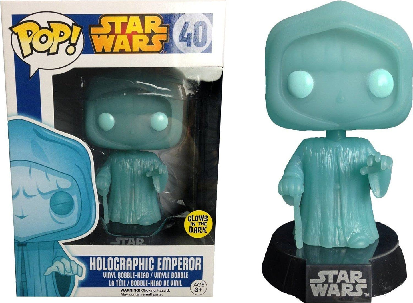 FUNKO POP! Vinyl Bobble-Head Star Wars RARE #40 Holographic Emperor Palpatine (GITD) [Standard] [VAULTED]