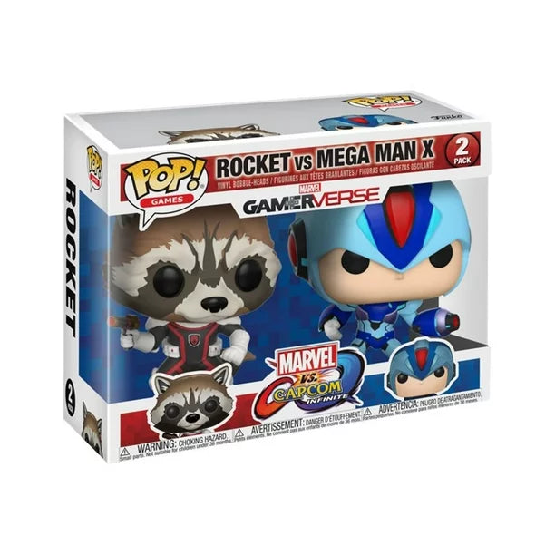 FUNKO POP! Vinyl Bobble-Head Games RARE Marvel vs. Capcom Infinite - Rocket Raccoon vs Mega Man X (2-Pack) [VAULTED]