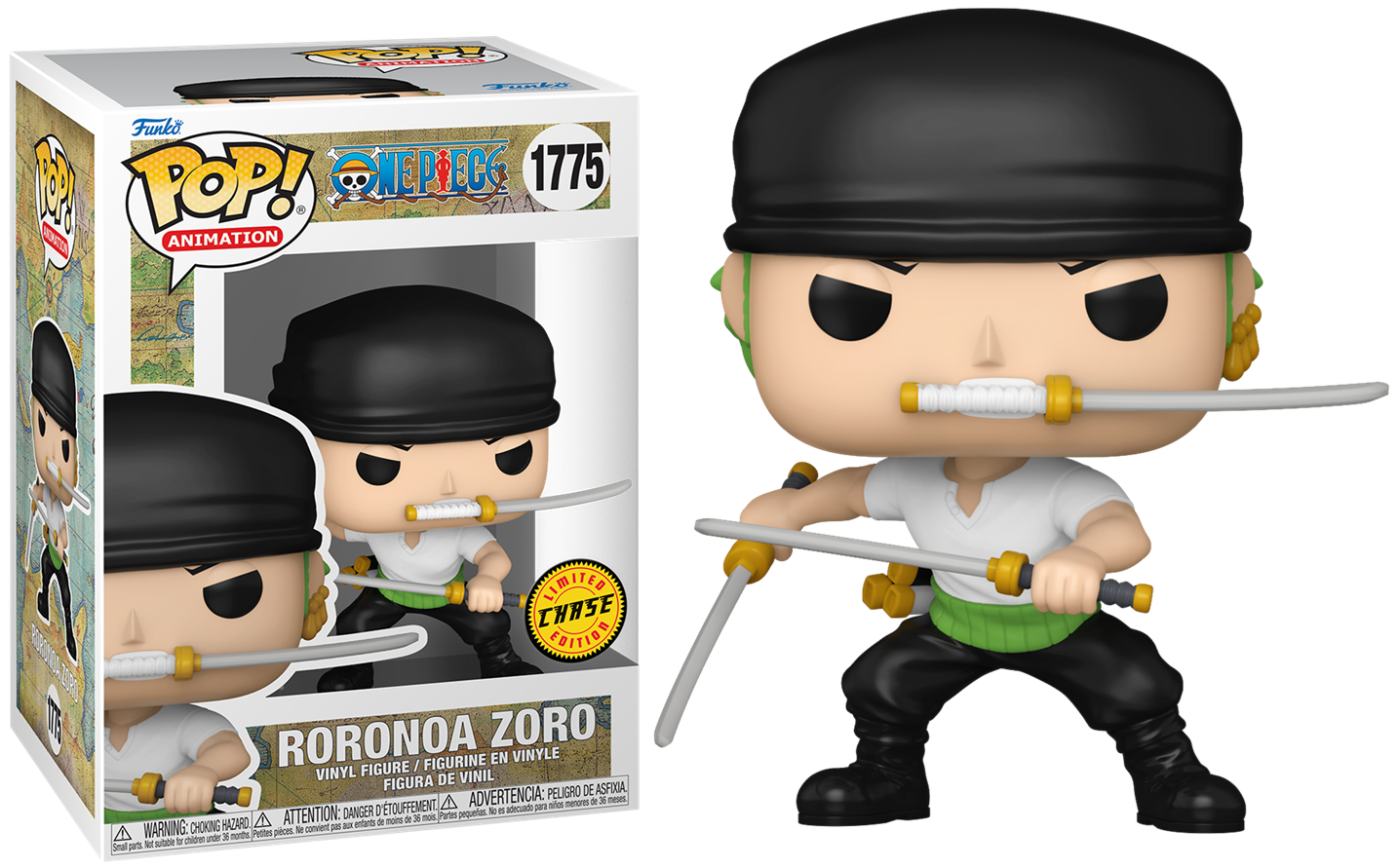 FUNKO POP! Vinyl Animation RARE One Piece #1775 Roronoa Zoro (Two Sword Style - Bandana) [Chase] [VAULTED]