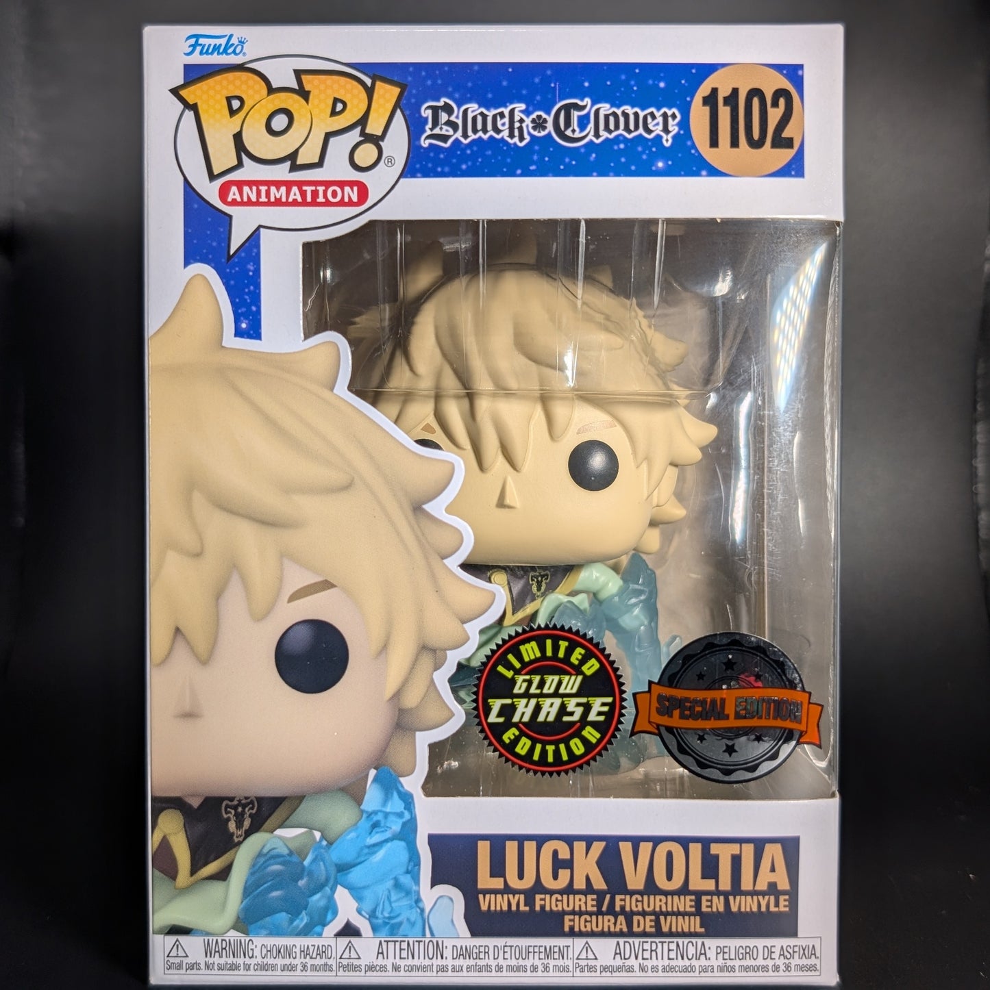 FUNKO POP! Vinyl Animation RARE Black Clover #1102 Luck Voltia (GITD) [Funko Special Edition | Chase] [VAULTED]