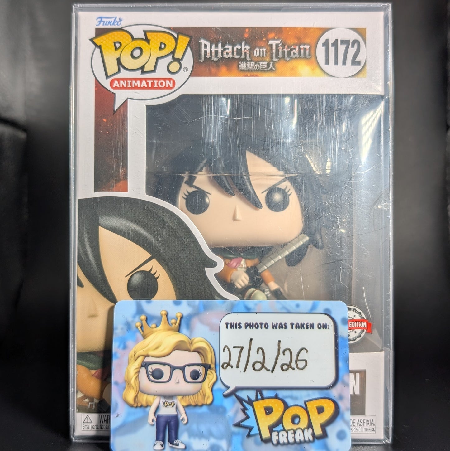 FUNKO POP! Vinyl Animation RARE Attack on Titan #1172 Mikasa Ackermann (Survey Corps Action Pose) [Funko Special Edition] [VAULTED]