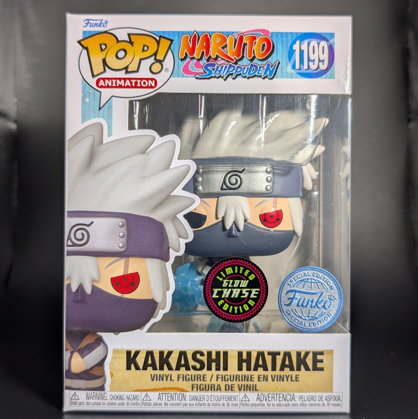 FUNKO POP! Vinyl Animation RARE Naruto Shippuden #1199 Kakashi Hatake (Chidori - Sharingan) (GITD) [Funko Special Edition | Chase] [VAULTED]