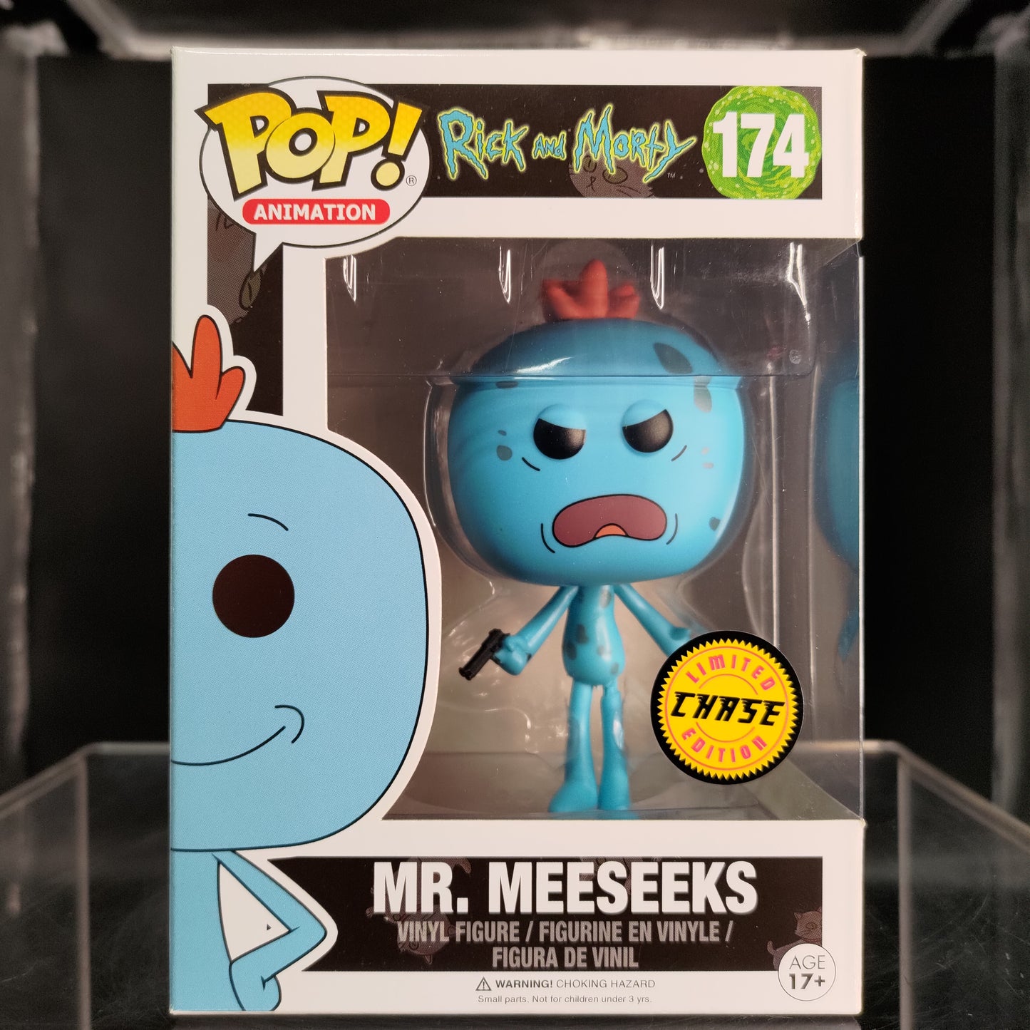 FUNKO POP! Vinyl Animation RARE Rick and Morty #174 Mr. Meeseeks (Gun) [Chase] [VAULTED]