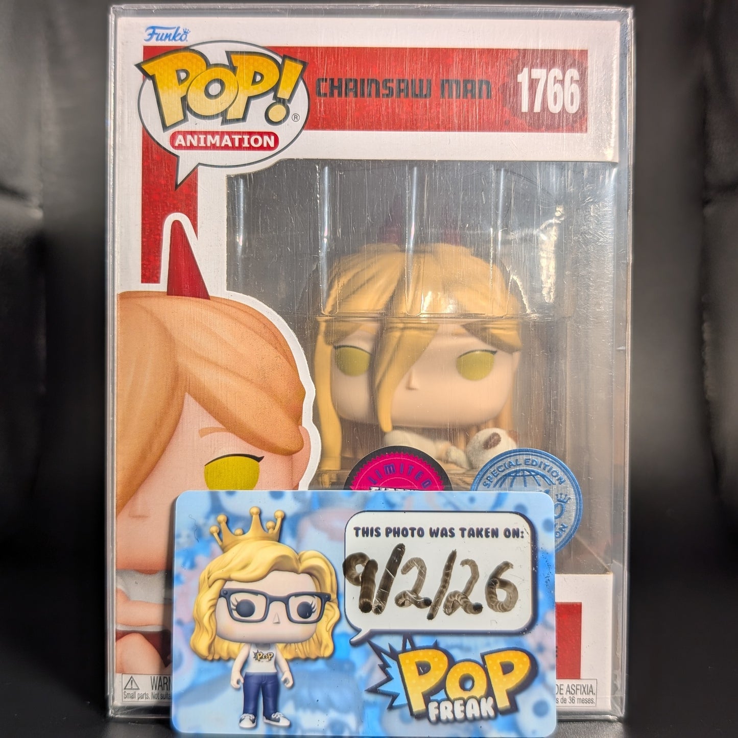 FUNKO POP! Vinyl Animation RARE Chainsaw Man #1766 Power with Meowy (Flocked) [Funko Special Edition | Chase] [VAULTED]