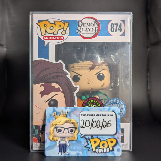 FUNKO POP! Vinyl Animation RARE Demon Slayer #874 Tanjiro Kamado (Hinokami Kagura Dance) (GITD) [Funko Special Edition | Chase] [VAULTED]