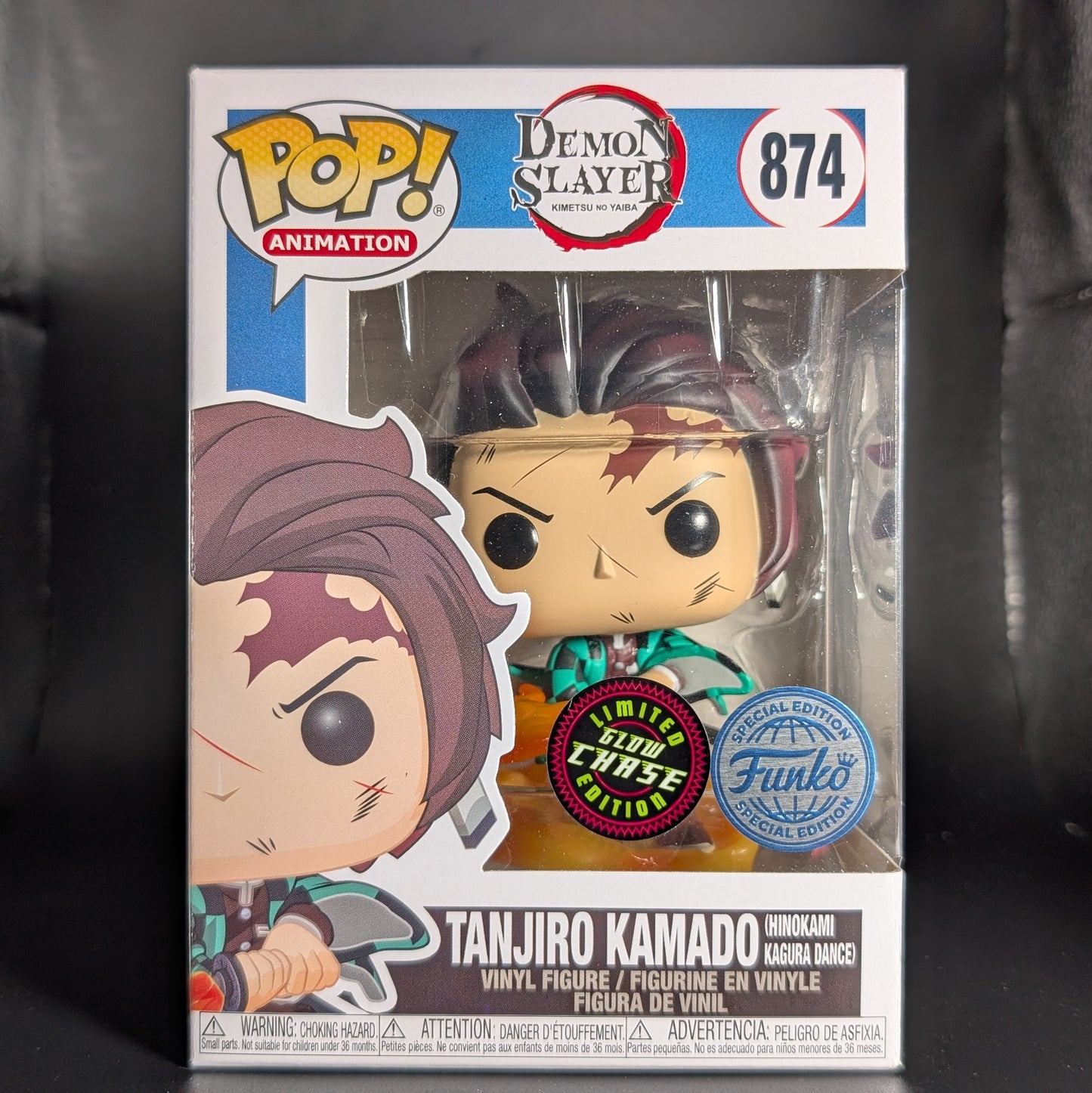 FUNKO POP! Vinyl Animation RARE Demon Slayer #874 Tanjiro Kamado (Hinokami Kagura Dance) (GITD) [Funko Special Edition | Chase] [VAULTED]