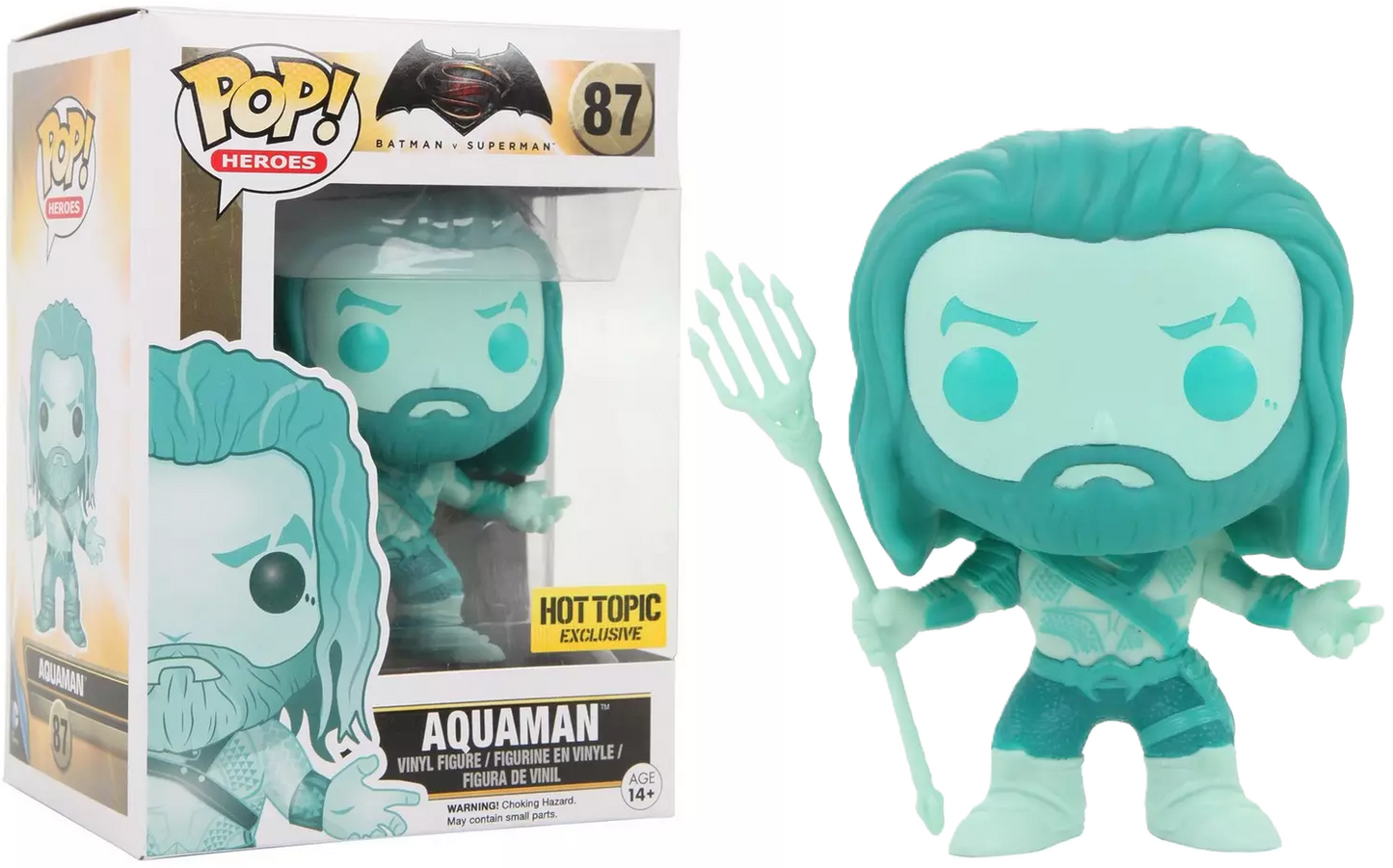 FUNKO POP! Vinyl Heroes RARE Batman vs Superman #87 Aquaman (Ocean) (Dawn of Justice) [Hot Topic (Stickerless)] [VAULTED]