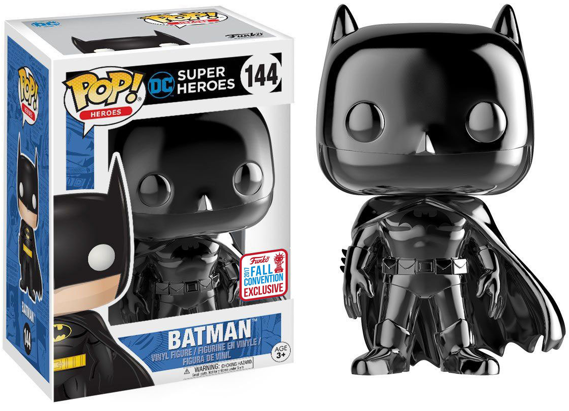 FUNKO POP! Vinyl Heroes RARE DC Super Heroes #144 Batman (Black Chrome) [Fall Convention] [VAULTED]