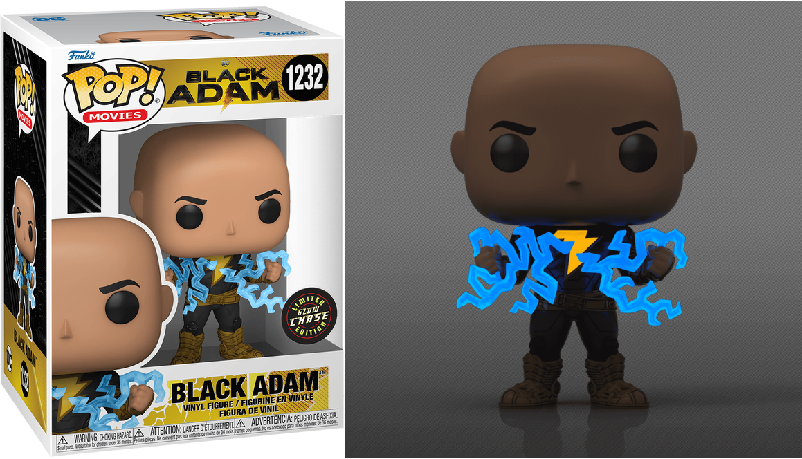 FUNKO POP! Vinyl Movies RARE Black Adam #1232 Black Adam (w/ Lightning - GITD) [Chase] [VAULTED]