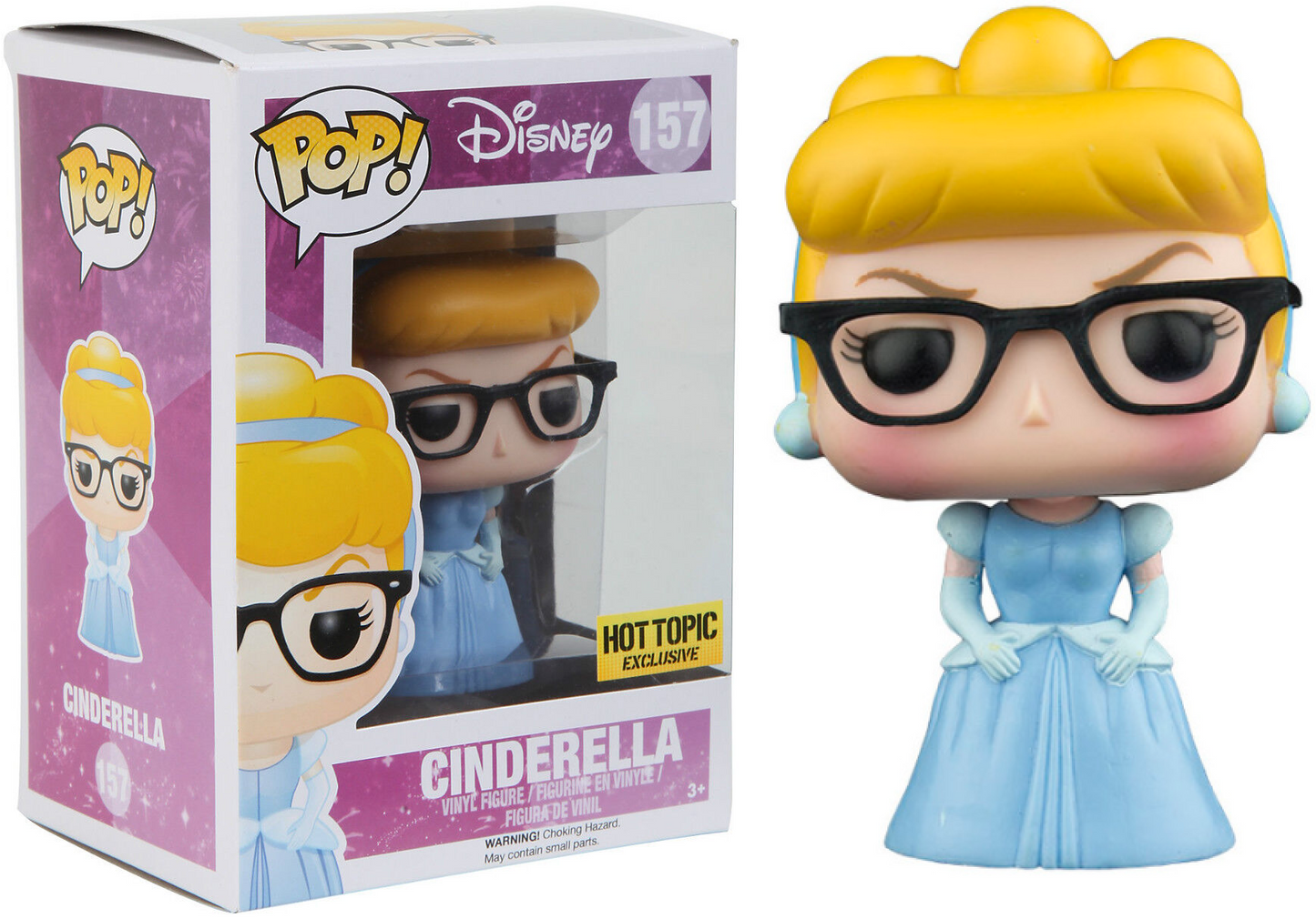 FUNKO POP! Vinyl Disney RARE #157 Cinderella (Glasses) [Hot Topic (Stickerless)] [VAULTED]