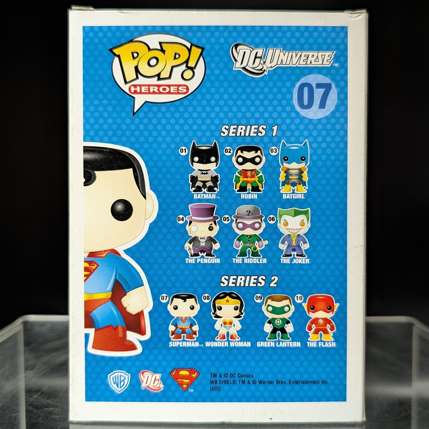 FUNKO POP! Vinyl Heroes RARE DC Universe #07 Superman ("DC Universe" Box) (Static) (Metallic) (Error - Wrong Barcode) [Chase] [VAULTED]