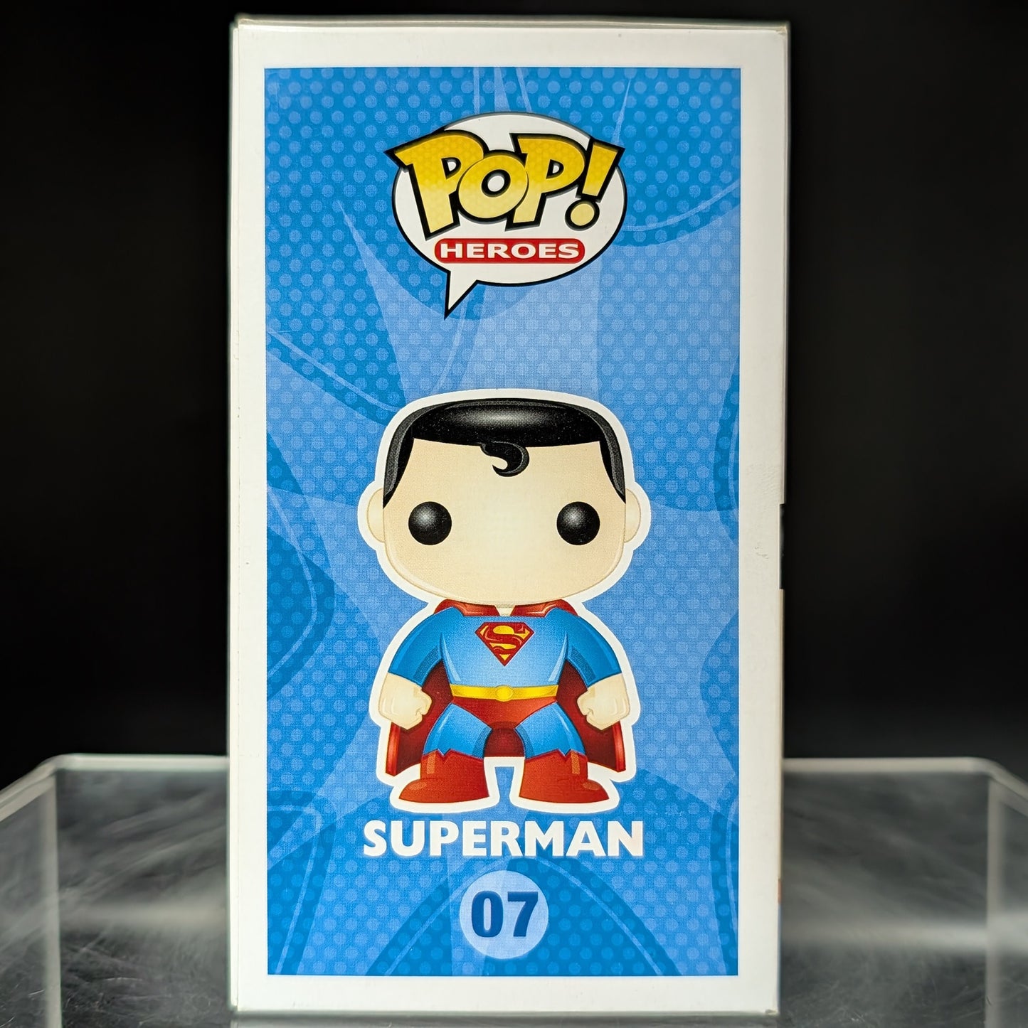 FUNKO POP! Vinyl Heroes RARE DC Universe #07 Superman ("DC Universe" Box) (Static) (Metallic) (Error - Wrong Barcode) [Chase] [VAULTED]