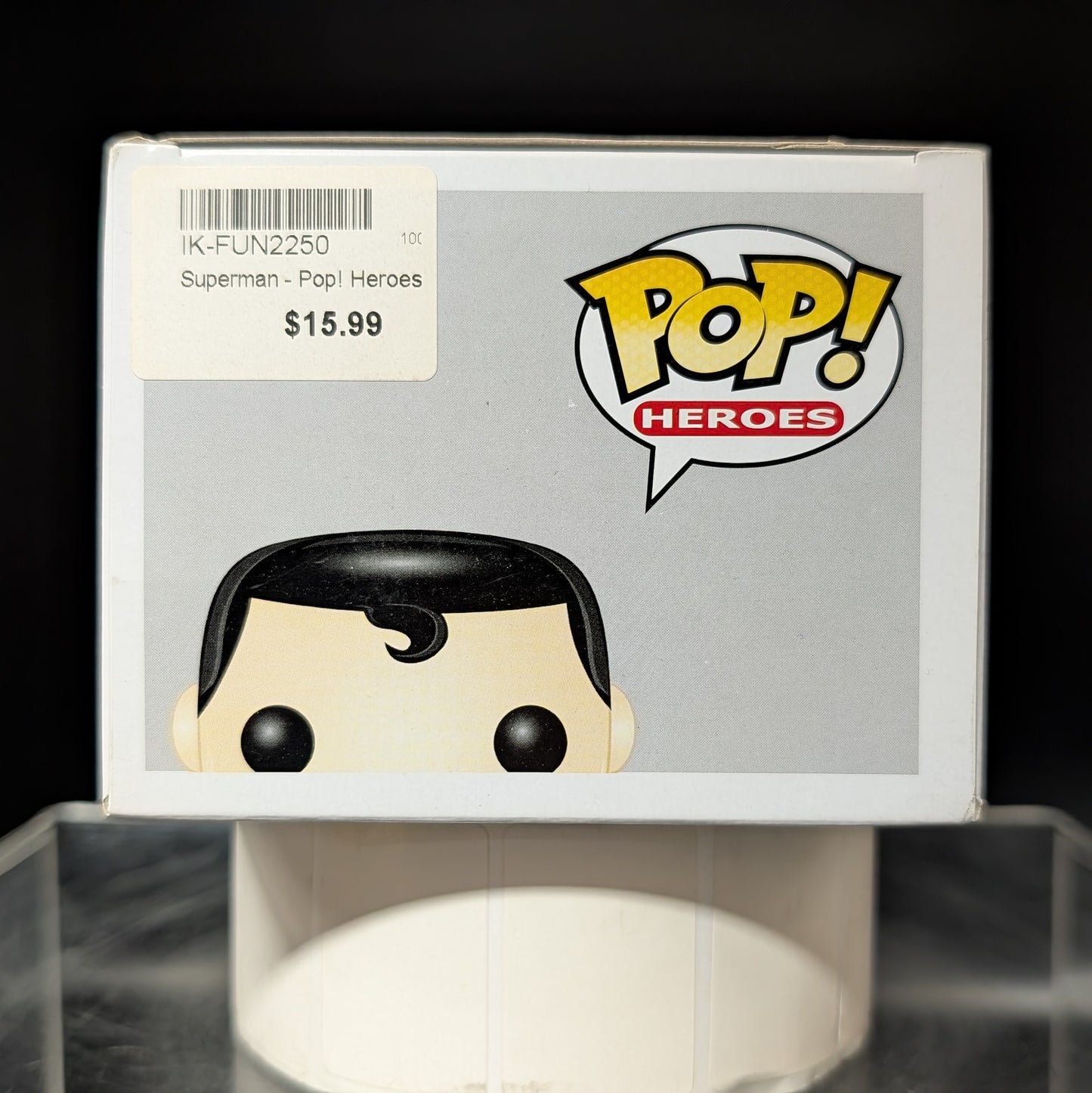 FUNKO POP! Vinyl Heroes RARE DC Universe #07 Superman ("DC Universe" Box) (Static) (Metallic) (Error - Wrong Barcode) [Chase] [VAULTED]