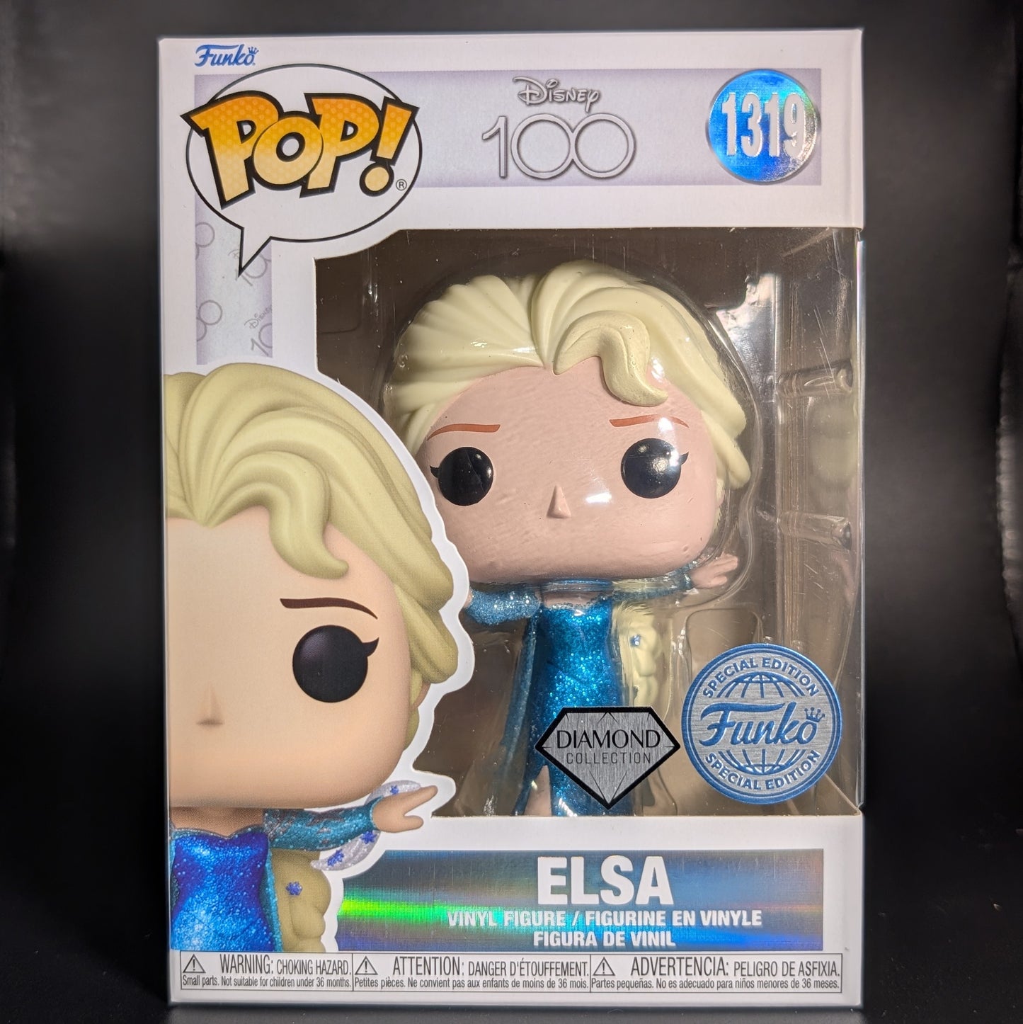 FUNKO POP! Vinyl Disney RARE #1319 Elsa (Glitter) [Funko Special Edition - Blue | Funko Diamond Collection] [VAULTED]