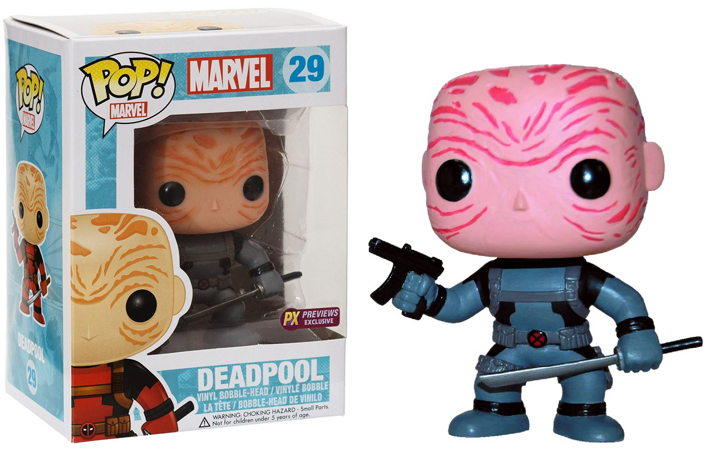 FUNKO POP! Vinyl Marvel RARE #29 Deadpool (Grey - X-Force) (Unmasked) [Previews (Stickerless)] [VAULTED]