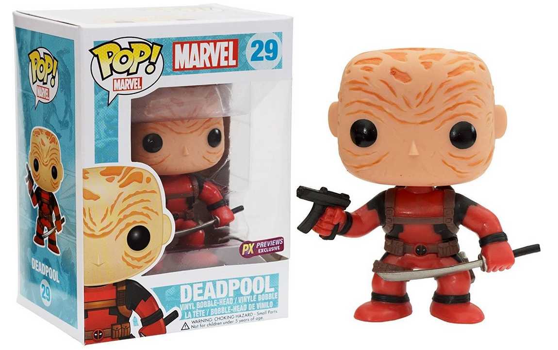 FUNKO POP! Vinyl Marvel RARE #29 Deadpool (Red) (Unmasked) [Previews (Stickerless)] [VAULTED]