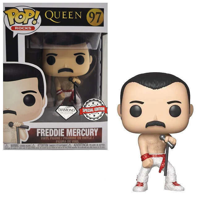 FUNKO POP! Vinyl Rocks RARE Queen #97 Freddie Mercury (Glitter) [Diamond Collection | Funko Special Edition] [VAULTED]