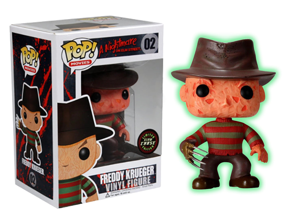 FUNKO POP! Vinyl Movies RARE A Nightmare on Elm Street #02 Freddy Krueger (GITD) (1 Language) [Chase] [VAULTED]