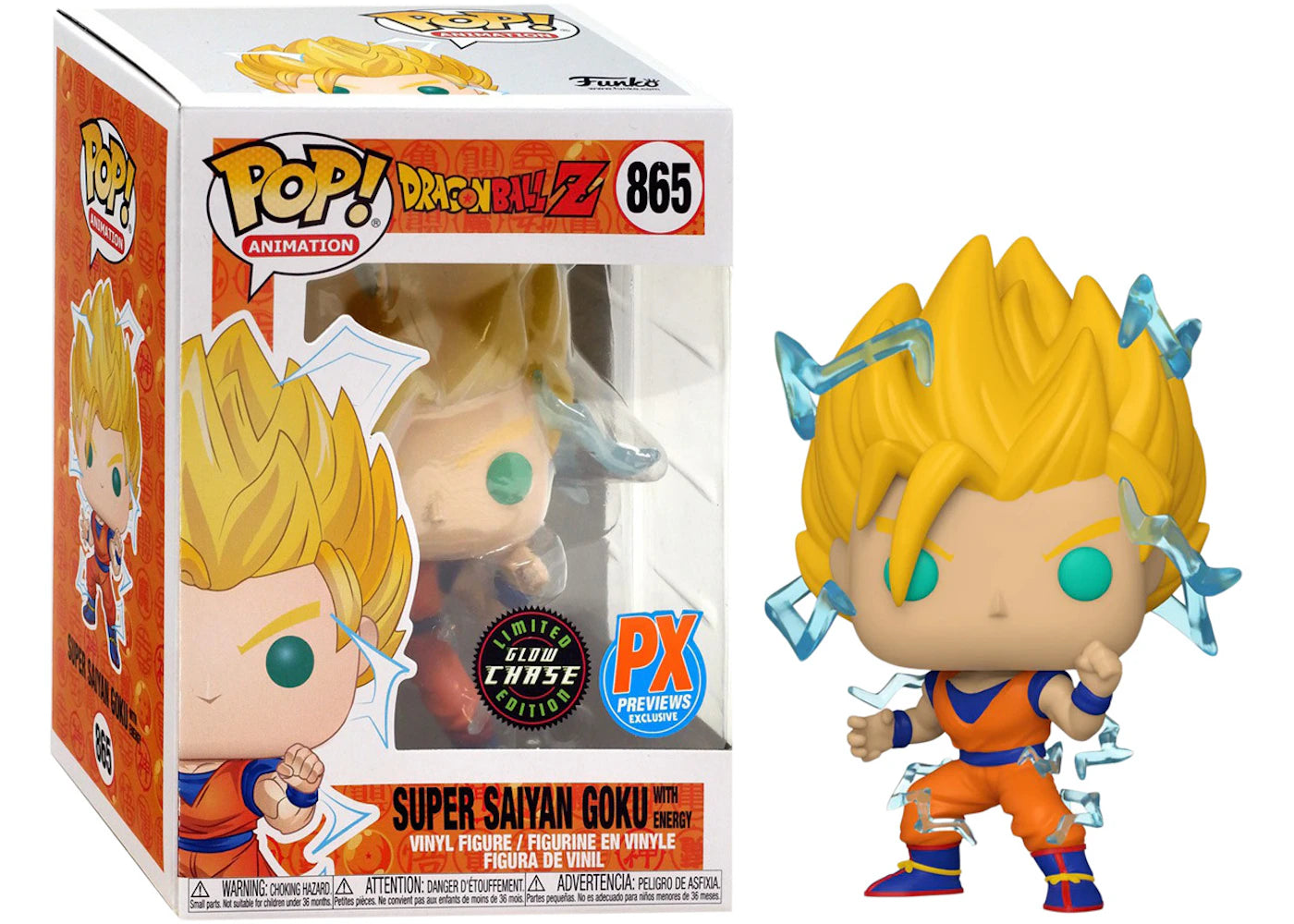 FUNKO POP! Vinyl Animation RARE Dragonball Z #865 Super Saiyan Goku (w/ Energy) (GITD) [Funko Special Edition | Chase] [VAULTED]