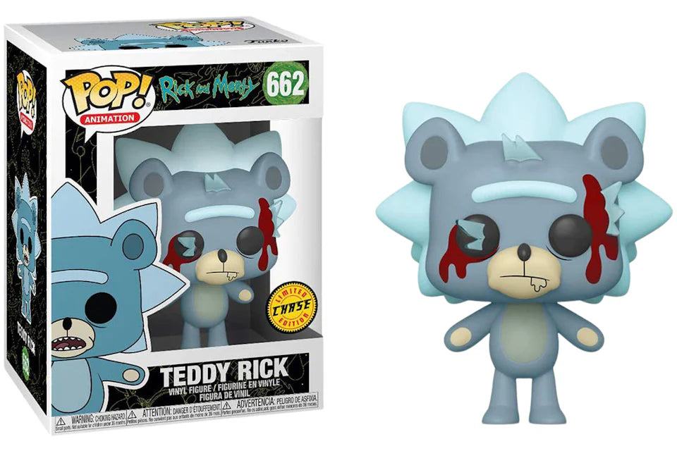 FUNKO POP! Vinyl Animation RARE Rick and Morty #662 Teddy Rick (Bloody) [Chase] [VAULTED]