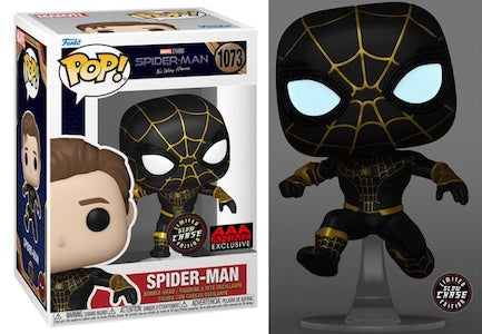 FUNKO POP! Bobble-Head Marvel RARE Spider-Man No Way Home #1073 Spider-Man (Leaping - Masked) (GITD) [Funko Special Edition | Chase] [VAULTED]