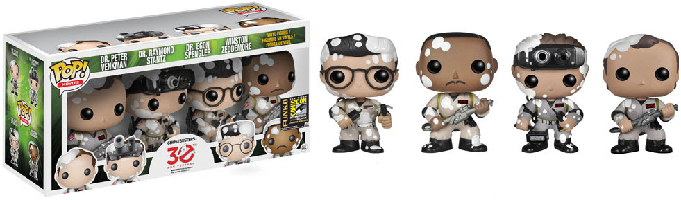 FUNKO POP! Vinyl Movies RARE Ghostbusters (Marshmallowed) (4-Pack) [SDCC (Stickerless)] [VAULTED]