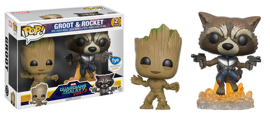 FUNKO POP! Vinyl Bobble-Head Marvel RARE Guardians of the Galaxy Vol.2 - Groot & Rocket (Vol. 2) (2-Pack) [FYE (Stickerless)] [VAULTED]