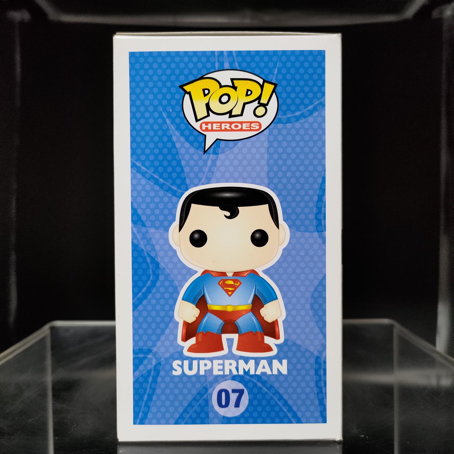 FUNKO POP! Vinyl Heroes RARE DC Universe #07 Superman ("DC Universe" Box) (Static) (Metallic) (Error - Wrong Barcode) [Chase] [VAULTED]