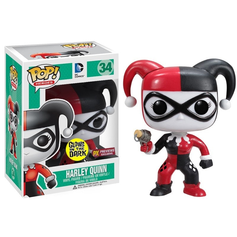 FUNKO POP! Vinyl Heroes RARE DC Comics #34 Harley Quinn (GITD) [Previews (Stickerless)] [VAULTED]