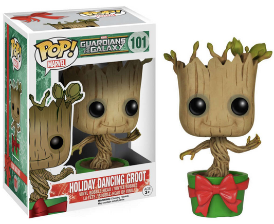 FUNKO POP! Vinyl Bobble-Head Marvel RARE Guardians of the Galaxy #101 Holiday Dancing Groot [VAULTED]