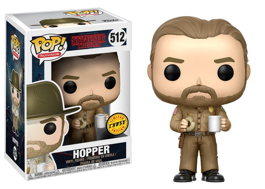 FUNKO POP! Vinyl Television RARE Stranger Things #512 Hopper w/ Donut (No Hat) [Chase] [VAULTED]