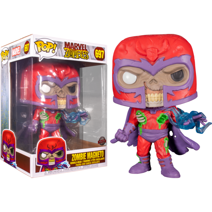 FUNKO POP! Bobble-Head Marvel RARE Marvel Zombies #697 Zombie Magneto (10in Jumbo) [Funko Special Edition] [VAULTED]