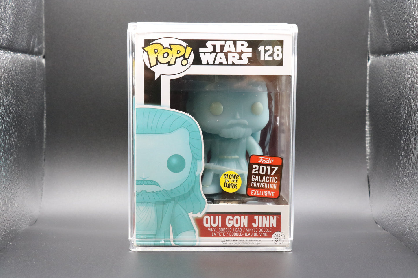 FUNKO POP! Vinyl RARE Star Wars #128 Qui Gon Jinn (Holographic) [Galactic Convention] [VAULTED]