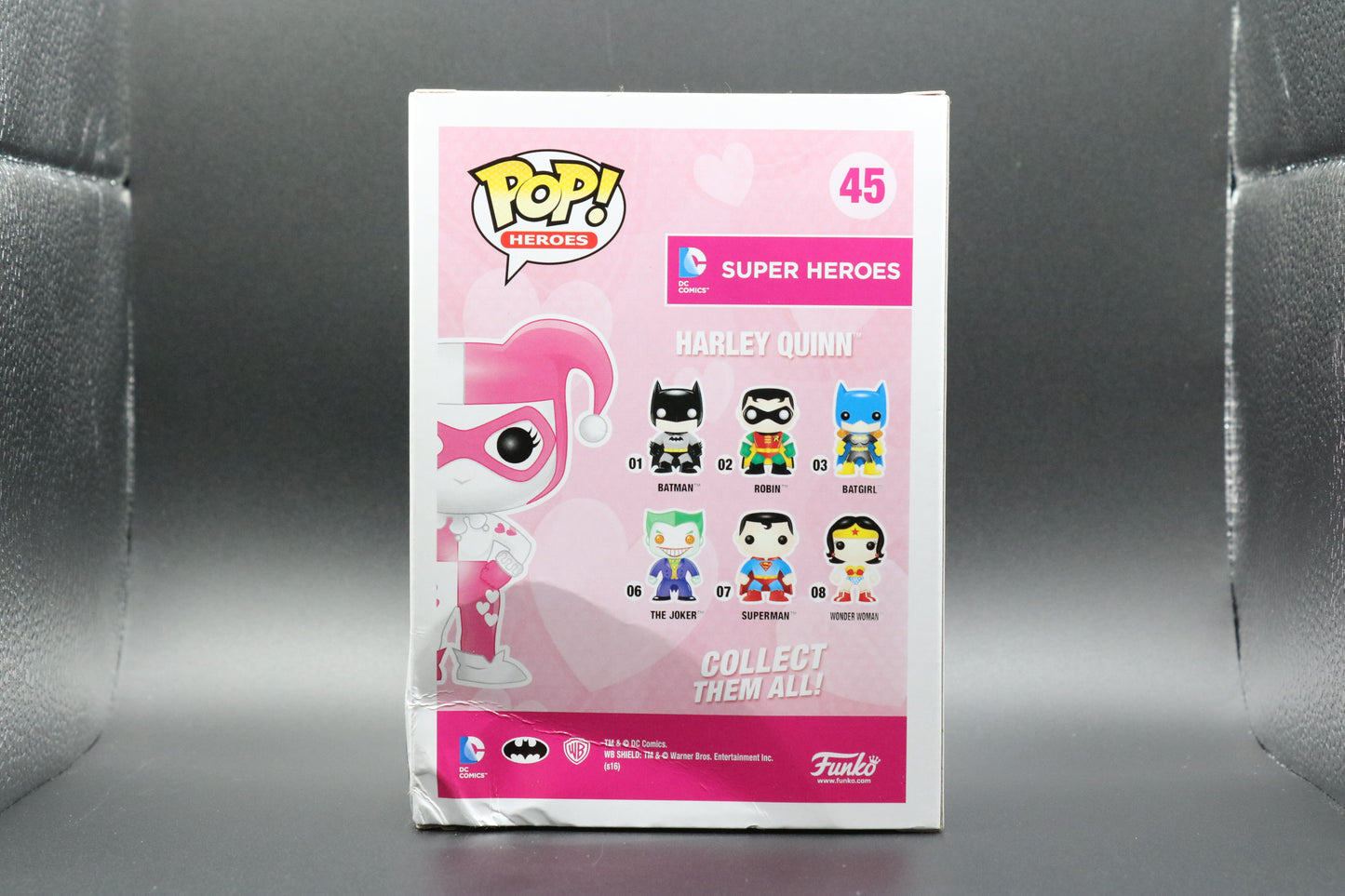 FUNKO POP! Vinyl Heroes RARE DC Super Heroes #45 Harley Quinn (Pink Hearts) [Standard] [VAULTED]