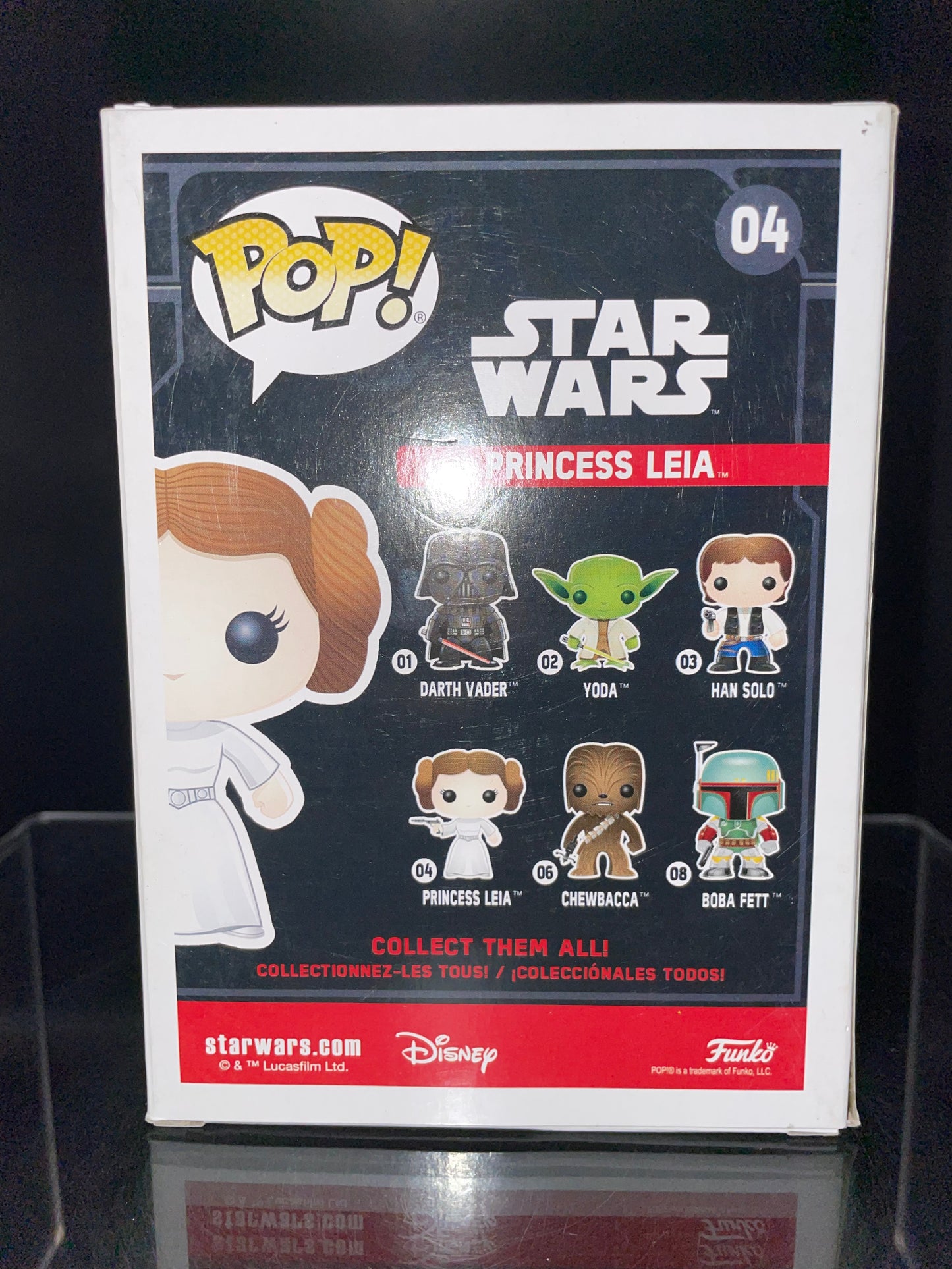 FUNKO POP! Vinyl Bobble-Head Star Wars RARE #04 Princess Leia (Black Box - Non-Error) [VAULTED]